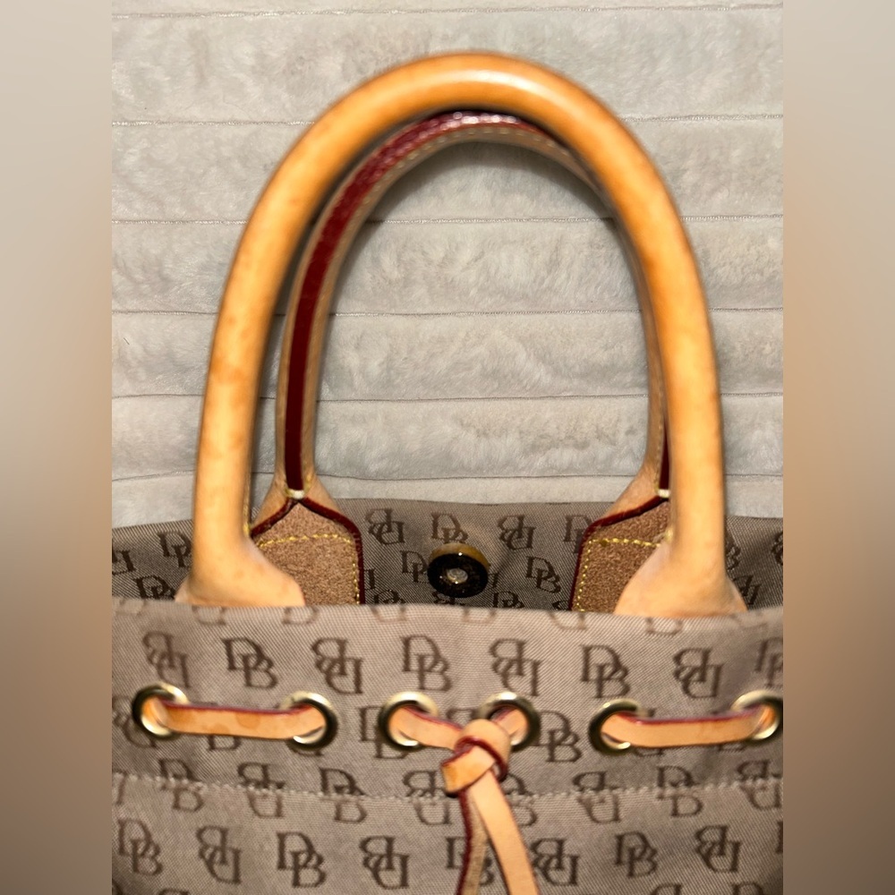 Dooney & Bourke Brown Monogram Tote with Tassel - Picture 6 of 13
